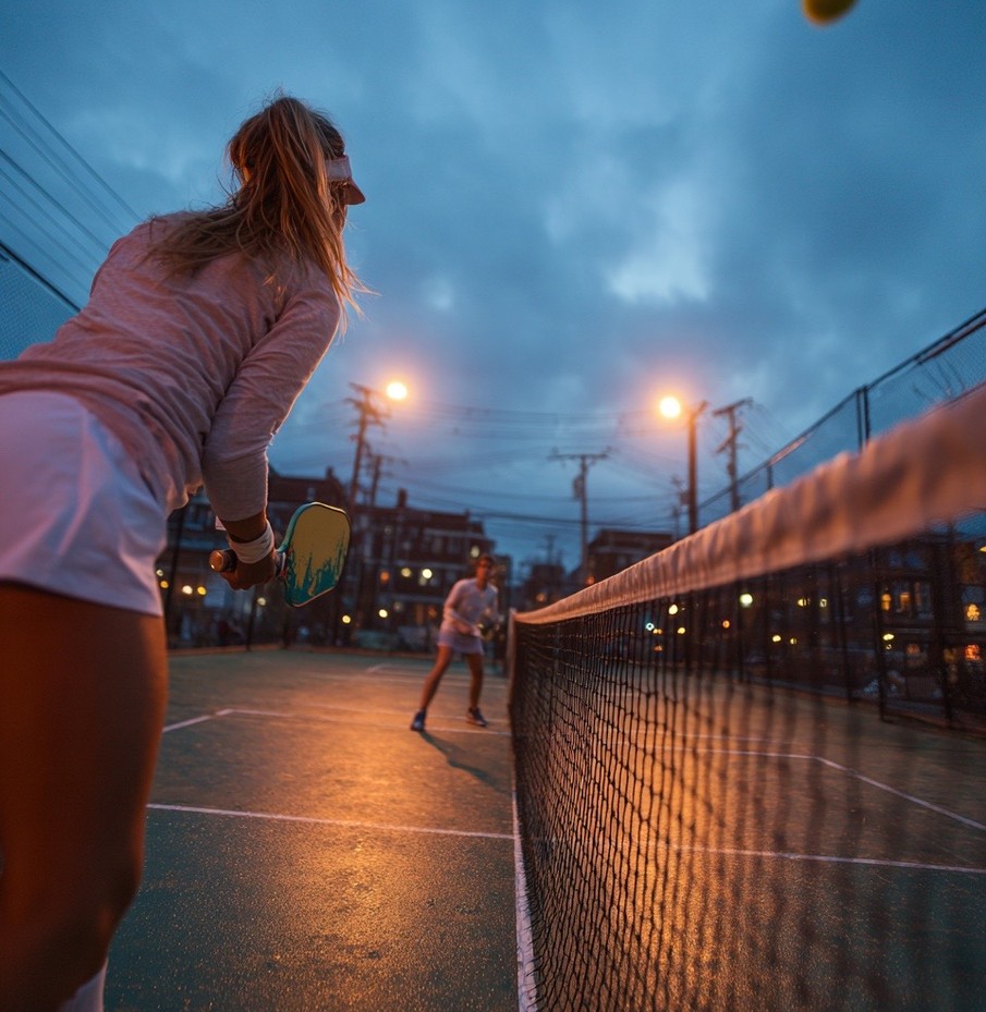 Doubles pickleball match